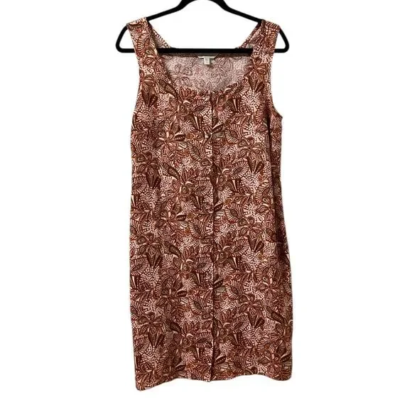 Garnet Hill Vale Linen Paisley Floral Tank Dress Size 12 - Picture 2 of 10